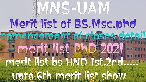 all merit list of MNS university of agriculture multan || BS.MS.PHD merit list 2021