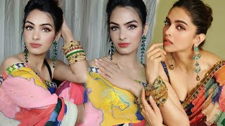 Deepika Padukone Inspired Makeup & Hairstyle || How To Look Bold & Glamorous In Saree