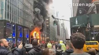 Intense flames shoot out of 40-story Midtown Manhattan high-rise building