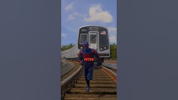 What happens if you hit the train with the Spiderman 2099 suit in Spiderman games? #spiderman2ps5