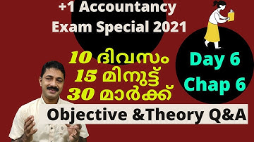 +1 Accountancy Exam Special 2021| Objective Type | Short Answer Type | Discussion | Day 6