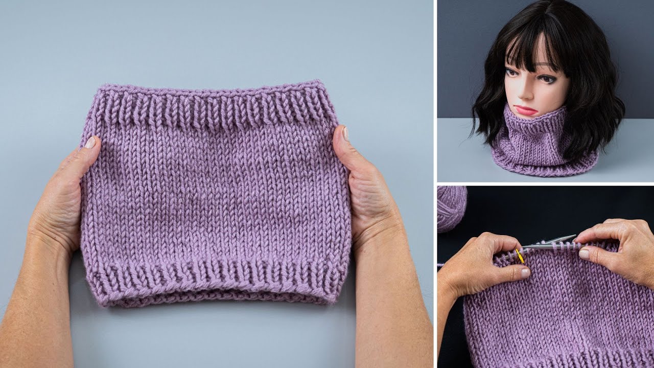 how-to-knit-a-warm-snood-scarf-quickly-youtube