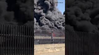 Massive fire shuts down I-95 in CT #shorts