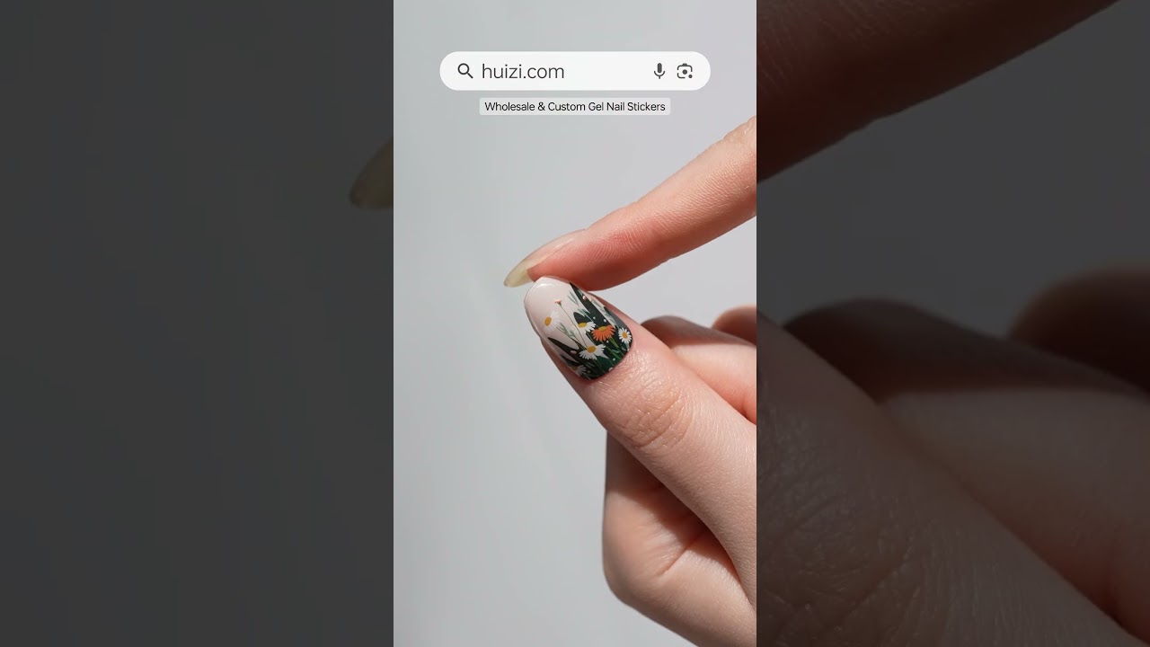 Wholesale Daisy Bloom Semi Cured Gel Nail Stickers Custom Nail Strips NG200522