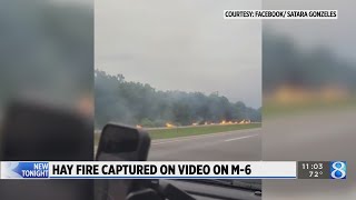 MSP: Semi hauling hay catches fire on I-96