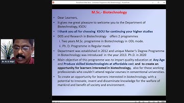Orientation Program - MSc Biotechnology - KSOU - 19-01-2021