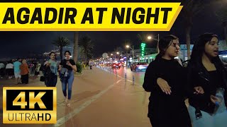 Agadir, Morocco Night Walking Tour【4K, 60fps】- Corniche Agadir Beach 🇲🇦 - جولة في كورنيش أكادير