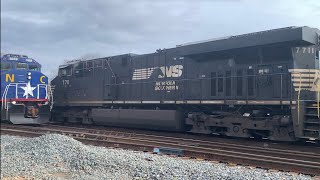 NS Intermodal Train 204 AND Amtrak Train 75 meet up in Kannapolis NC (1-5-2021)