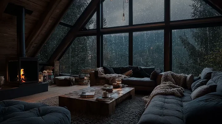 🌧️ Cozy Fireplace & Heavy Rain Sounds With Piano For Deep Sleep And Stress Relief 🌙🔥