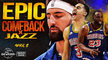Klay Catches FiRE Late, Warriors Pull Off an EPiC 21 Pts Comeback vs Jazz 😱 | April 2, 2022