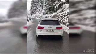 Ауди рс6 по зимней дороге Audi rs6 to Winter road turbo car