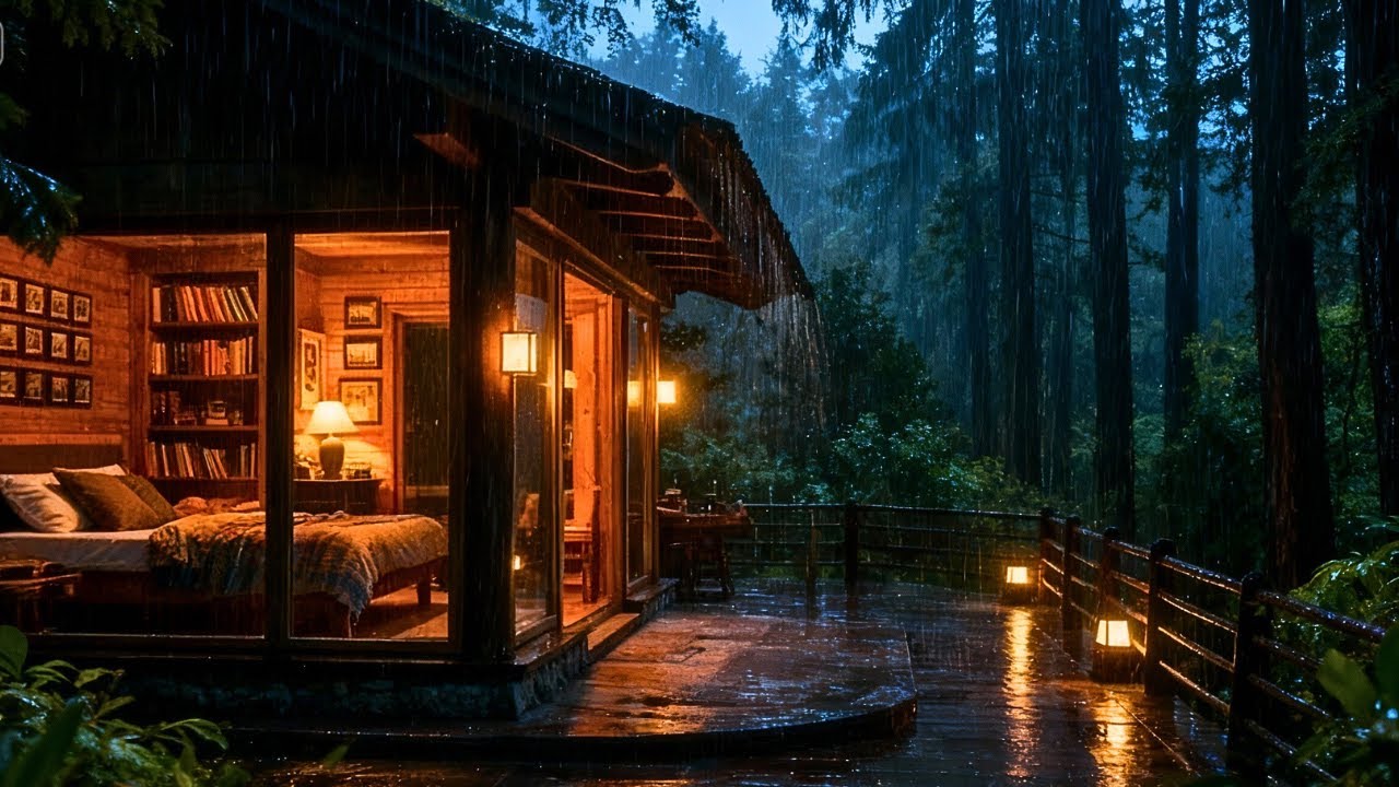 Cozy Cabin Rain Sounds for Deep Sleep 🌧️ Night Rain Ambience - YouTube