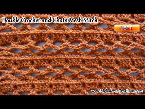 Double Crochet and Chain Mesh Stitch - Crochet Stitch Tutorial - Left handed