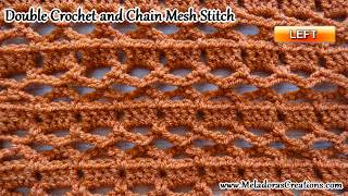 Double Crochet and Chain Mesh Stitch  - Crochet Stitch Tutorial - Left handed