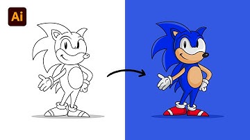 Adobe Illustrator Tutorial - Create a Cute Sonic Character from Sketch | Hiru Designs