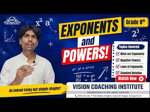 Exponents and Powers | Class 8 | Vision Coaching Institute #mathslecture  #VisionCoachingInstitute