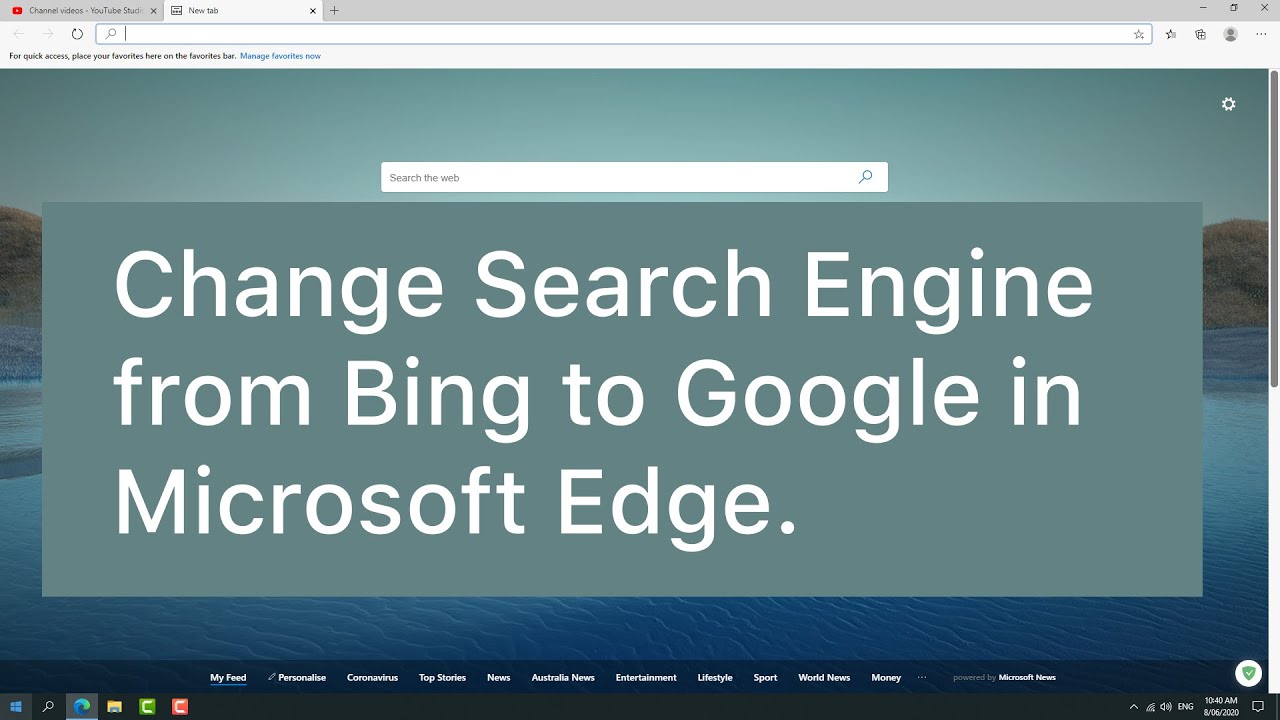 Change Search Engine from Bing to Google in Microsoft Edge YouTube