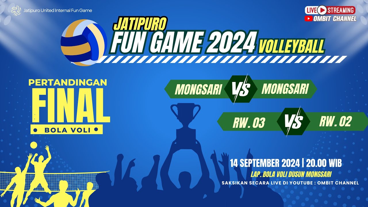 FINAL  JATIPURO FUN GAME ~ BOLA VOLI ~ Mongsari Vs Sangen ~  Rw.03 vs Rw.02   Desa Jatipuro