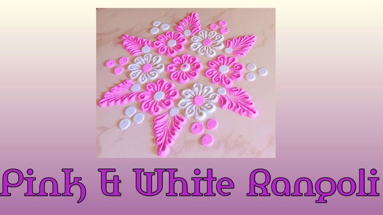 Pink and White Easy Rangoli 🌸🌸 Pink And White Colour Ki Rangoli🌸🌸 - YouTube