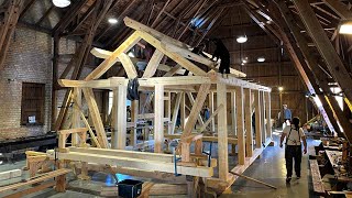 Northmen Guild&#39;s Timber Framing Course. Frame rising timelapse