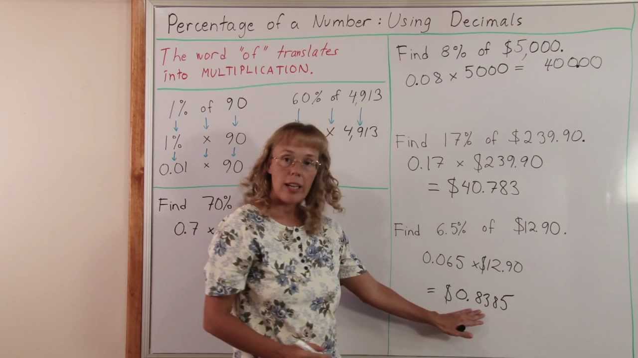 Percent of a number using decimals