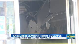 Part of roof collapses inside Chinese restaurant in Kaimuki