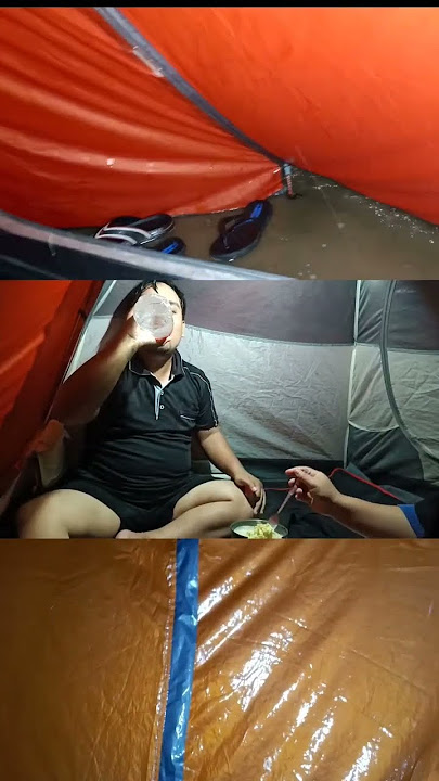 hujan deras dalam tenda