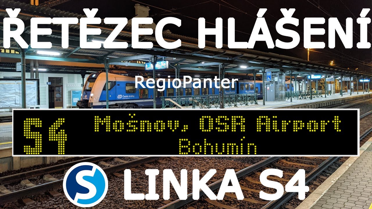 Řetězec hlášení linky S4 ODIS • České dráhy - varianta RegioPanter