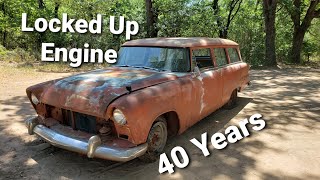 Will it run? Locked up engine, first drive in 42 years  1955 plymouth plaza 2 door wagon part 2