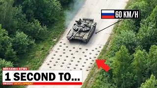 Russian Tank Destroyed by Ukrainian Mines After Driving Into a Forest Road Trap