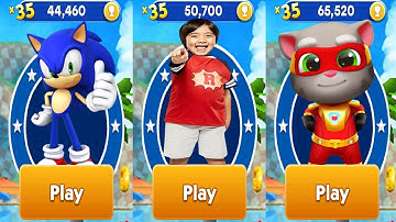 Tag with Ryan vs Sonic Dash vs Talking Tom Hero Dash All Characters Unlocked