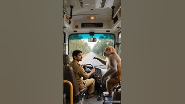 The monkey warned the bus driver of the danger and saved the lives of all the bus passengers 😭 #ai