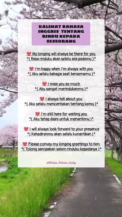 Kalimat Bahasa Inggris Tentang Rindu Seseorang #bahasainggris #belajarbahasainggris #shorts