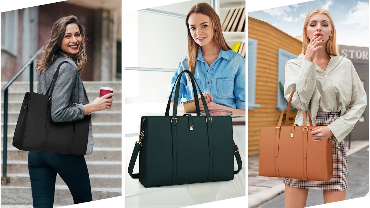 Laptop Bag for Women 15.6 Inch Leather Laptop Tote Bag Waterproof