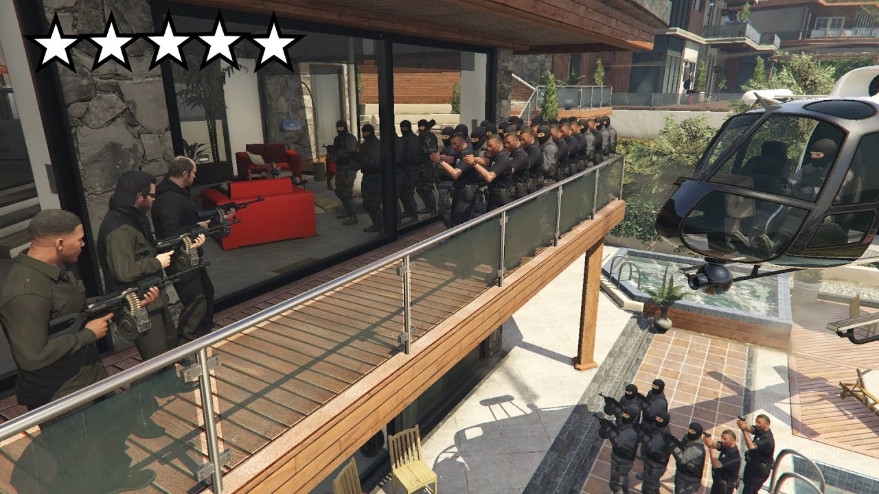 GTA 5 - FIVE STAR COP BATTLE with Franklin, Michael Trevor in FRANKLIN ...