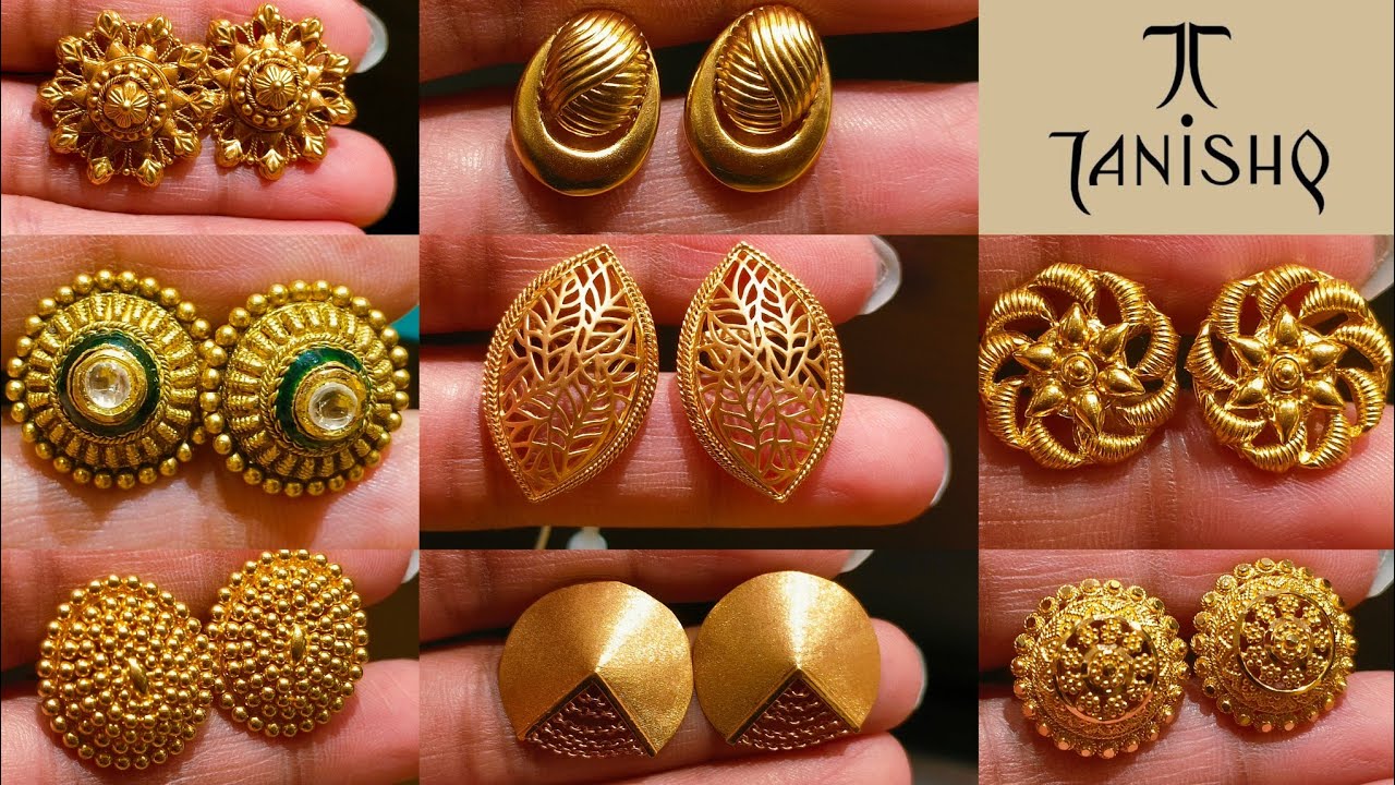 Tanishq Latest Gold Tops || Stud Earrings Start Just 😱4 grams 