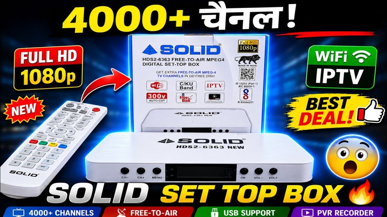 Solid 6363 new FREE TO AIR MPEG4 SET TOP BOX || best dth box || dd