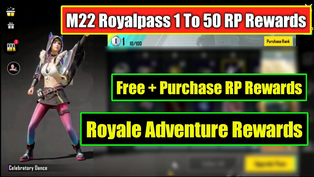 M22 Royalpass 1 To 50 RP Rewards | Free + Purchase Rewards | M22 RP Royale Adventure Rewards