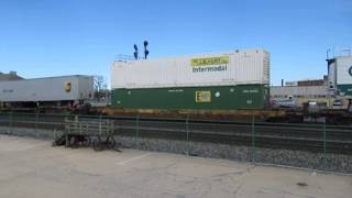 NS 9290, 9059 moving a Westbound intermodal container, trailer freight train in Elkhart, IN