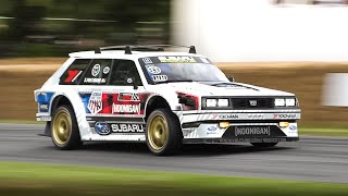 Travis Pastrana' 860HP Subaru GL Wagon Gymkhana 2022 Car w\/ Active Aero driven FLATOUT at Goodwood!