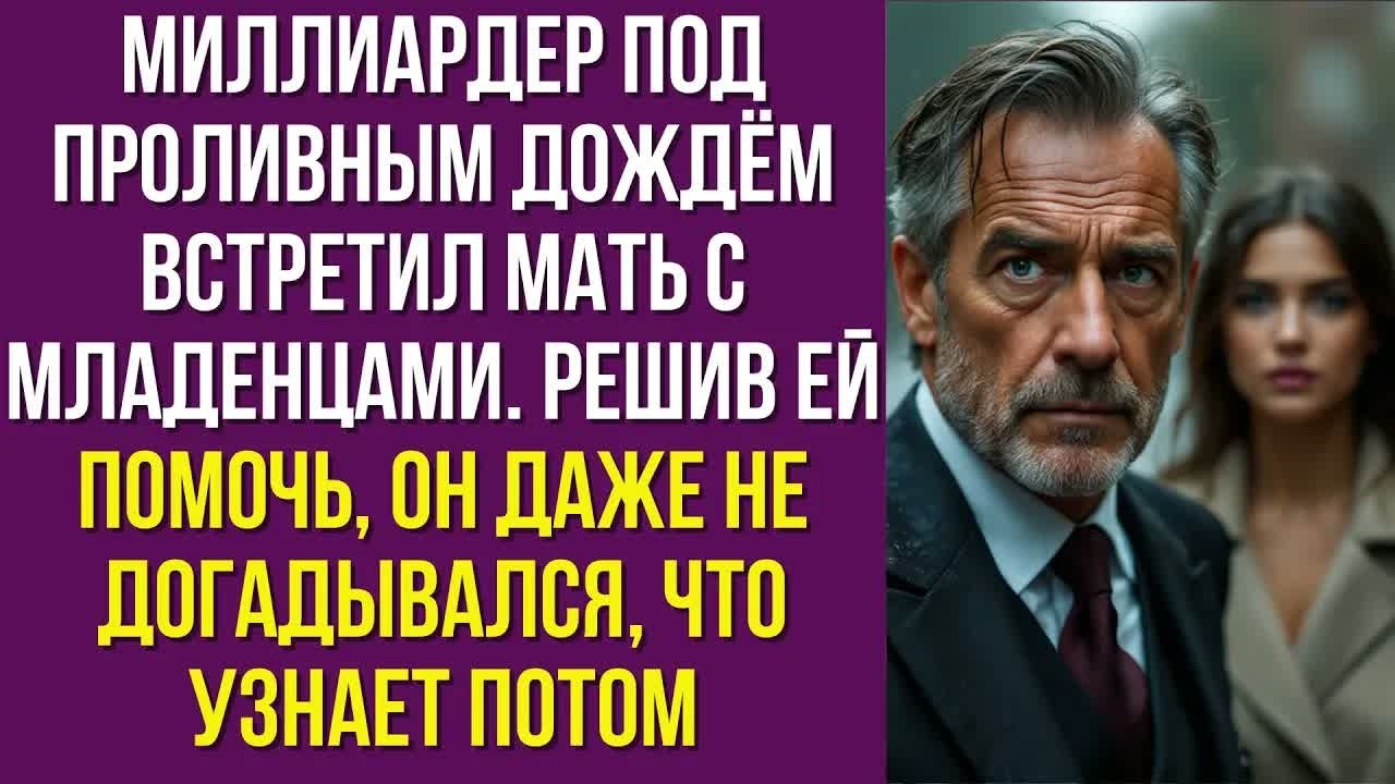 Миллиардер под проливным дождём встретил мать с младенцами. Решив ей помочь, он даже не догадывался