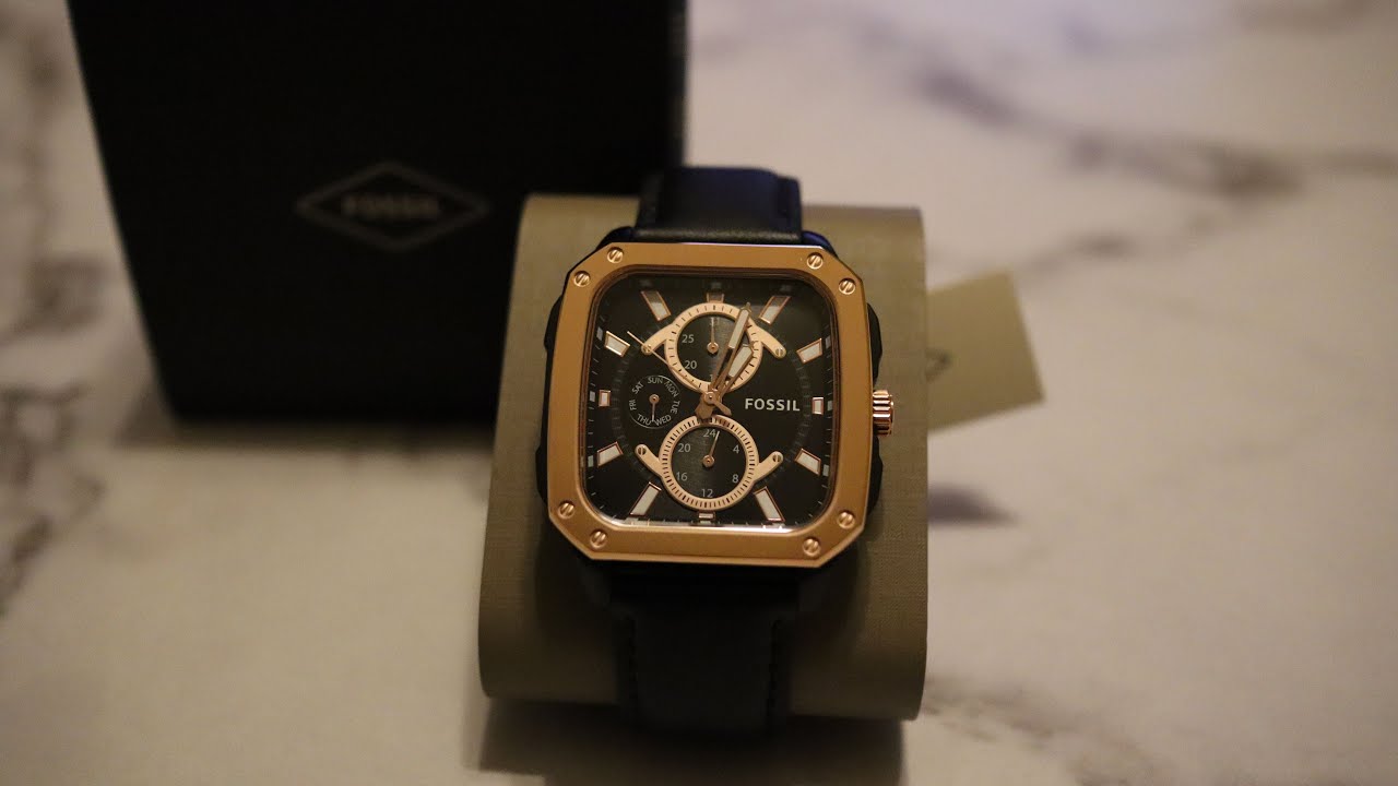 fossil-multifunction-black-leather-watch-official-unboxing-youtube