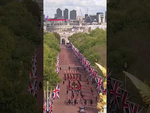 Prince William and Prince Harry walk behind the Queen’s coffin in an echo of Diana’s funeral