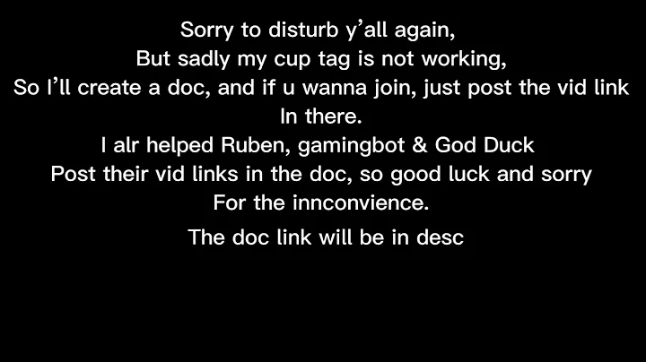 Sorry another very important annoucment for my cup(doc link in desc)