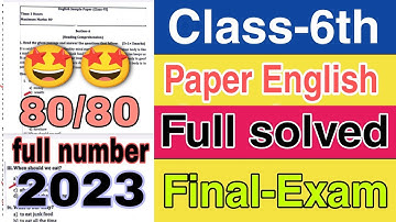 Pseb Class 6 English final paper solved 2023 ✓