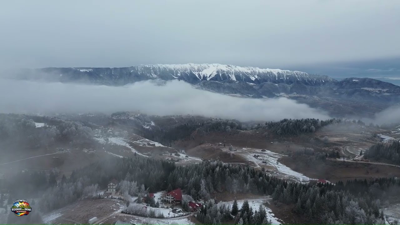 Zbor deasupra Norilor - Munți Înghetați și Sat Românesc în 4K | Relaxare Cinematică din Dronă