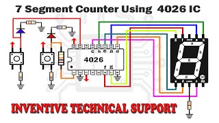 7 Segment Display Counter 0 to 9 using 4026 IC by INVENTIVE TECHNICAL SUPPORT