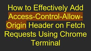 How to Effectively Add Access-Control-Allow-Origin Header on Fetch Requests Using Chrome Terminal