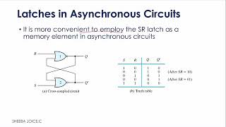 Analysis of asynchronous sequential circuits with SR latches.