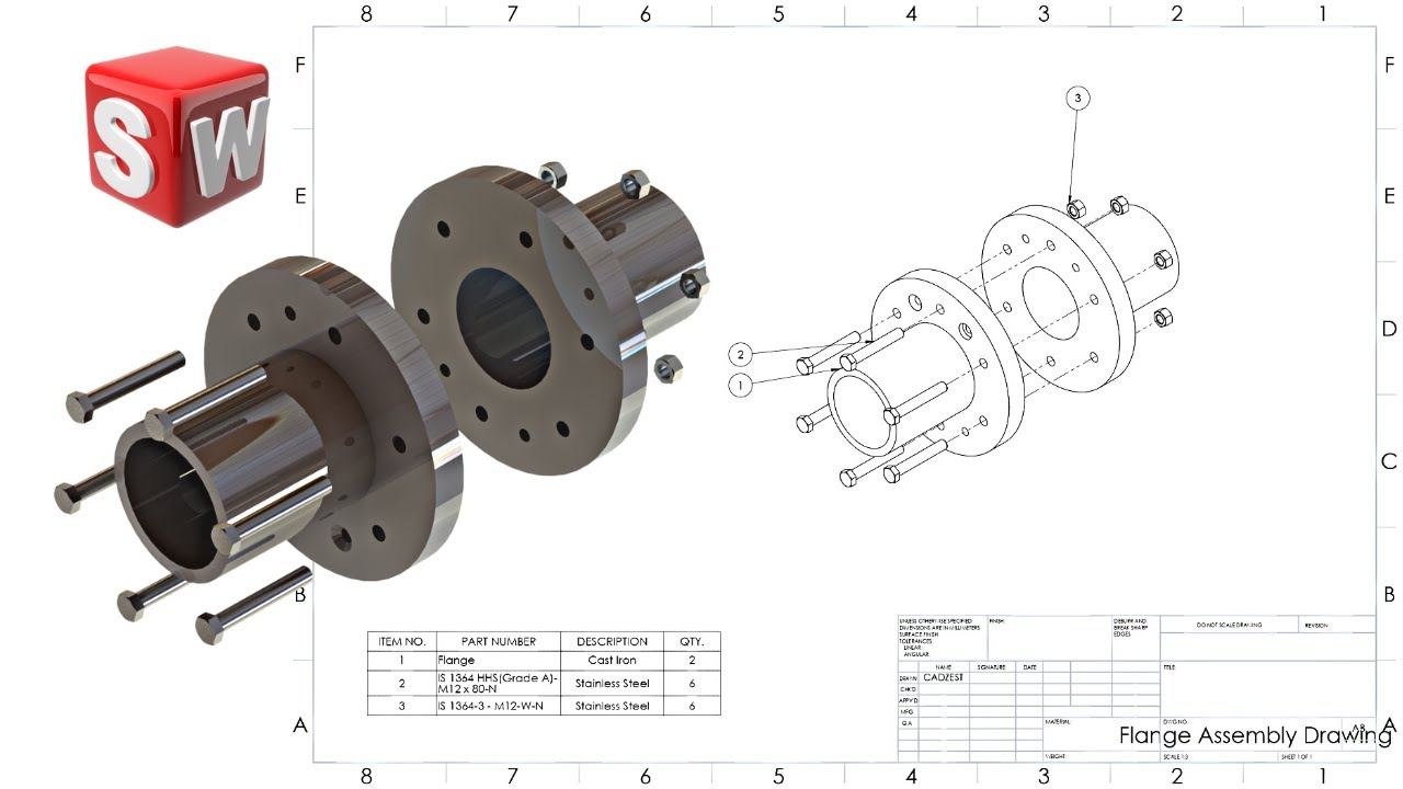 Assembly Drawing, Library, Exploded view, Bill of Material - SolidWorks ...